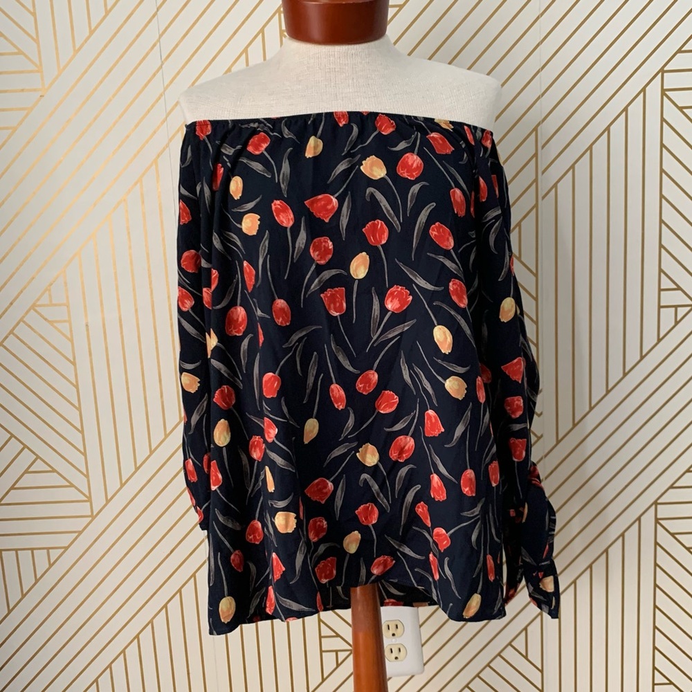 Le Lis Floral Tulip Off The Shoulder Blouse boho bohemian feminine romantic L - Picture 11 of 11